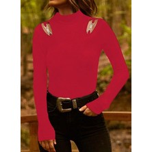 Mall Of Gkc Kadın Uzun Kollu Omuz Dekolte ve Aksesuar Detay Viskon Bluz