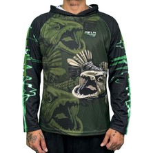 Oslo Performans Erkek Kapüşonlu Balıkçı T-Shirt Uzun Kol Günlük Stil Grafik Desenli