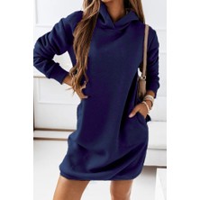 Mall Of Gkc Kadın Uzun Kollu Kapşonlu Kısa Iki Iplik Elbise