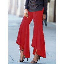 Mall Of Gkc Kadın Yüksek Bel Önden Arkaya Uzanan Volanlı Paçalı Janjan Krep Pantolon