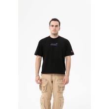 Roun Baskılı Siyah Boxyfit T-Shirt