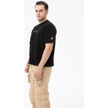 Roun Baskılı Siyah Boxyfit T-Shirt