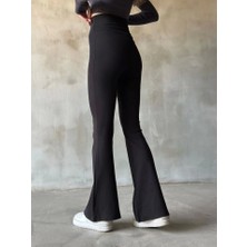 Mall Of Gkc Ispanyol Paça Yüksek Bel Tayt - Siyah