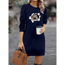 Mall Of Gkc Kadın Uzun Kollu Bisiklet Yaka Kısa Viskon Iki Iplik Elbise