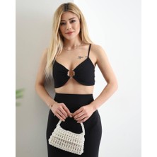 Mall Of Gkc Kadın Atlas Kumaş Yırtmaçlı Etek ve Tokalı Büstiyer Fırsat Ürün Ikili Takım