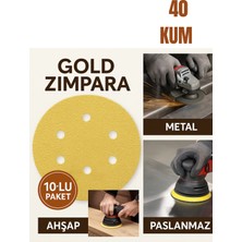 10'lu Paket 150 mm P180 Gold Zımpara Diski – Cırtlı, 6 Delikli, Metal & Ahşap Uyumlu