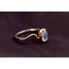 Ay Taşı Gümüş Yüzük Kanat Figürlü