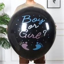 36" Cinsiyet Belirleme Partisi Balonu ve Pulu - Gender Party - Siyah - Kız Mı Erkek Mi?