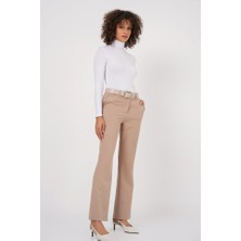 Mall Of Gkc 6538 Kemerli Ispanyol Paça Pantolon - Bej