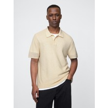 Gap Erkek Krem Dokulu Kroşe Polo T-Shirt