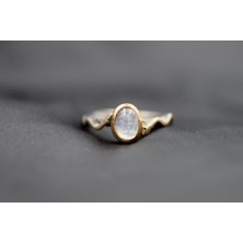 Ay Taşı  Gümüş Yüzük Yılan Figürlü