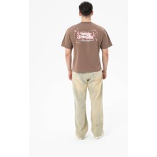 Roun Baskılı Kahverengi Boxyfit T-Shirt