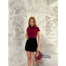 Mall Of Gkc Kısa Kol Badi Bluz - Bordo