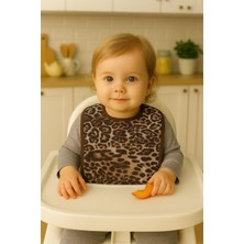 Leopar Desen Baskılı 2'li Havlu Bebek Mama Önlüğü 25x30Cm