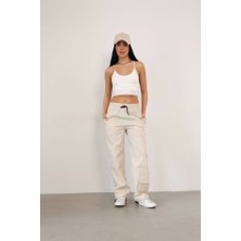 Mall Of Gkc Praşut Kumaş Paça Cepli Baggy Eşofman - Bej