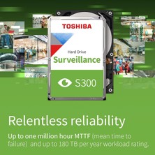 Toshiba 3,5" S300 4TB 256MB 5400RPM HDWT840UZSVA  SATA 3, 7/24 Güvenlik