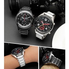 Gear S3 (22MM) Seramik Metal Kordon Znth - Siyah-Gümüş