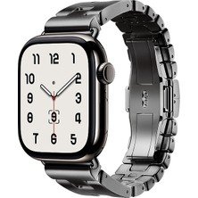 Apple Watch 7 45MM Znth KRD-125 Metal Kordon Strap Kayış-Siyah