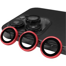 iPhone 14 Pro Max Uyumlu Znth Cl-07 Kamera Lens Koruyucu-Kırmızı
