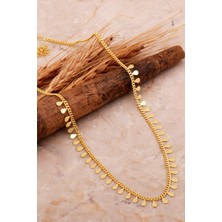 Sümer Telkari Damla Pullu Choker Gümüş Kolye 925 Ayar Altın Kaplama Kadın Kullanıcı İçin
