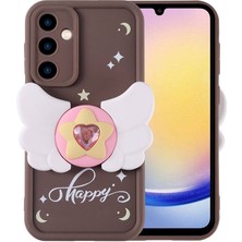 Galaxy A25 Kılıf Kamera Korumalı Figür Tasarımlı Znth Kapya Kapak-Koyu Kahve