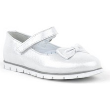 Rakerplus Hakiki Deri Gümüş Cırtlı Kız Çocuk Babet