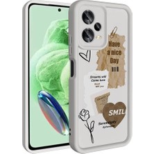 Xiaomi Redmi Note 12 5g Kılıf Kamera Korumalı Baskılı Arka Yüzey Znth Klas Kapak-Beyaz