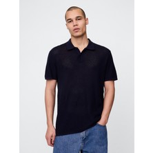Gap Erkek Koyu Gri Dokulu Kroşe Polo T-Shirt