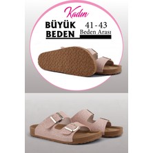 Parıltılı Pembe Renk Anatomik Taban Kadın Terlik (Büyük Beden 41-43)