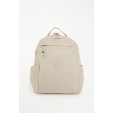 Sanmorris Unisex Suya Dayanıklı Krinkıl Kumaş Çok Gözlü Krem Laptop Okul ve Sırt Çantası