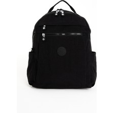 Sanmorris Unisex Suya Dayanıklı Krinkıl Kumaş Çok Gözlü Siyah Laptop Okul ve Sırt Çantası