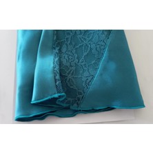 Is Berceste Primoda Petrol Dantelli Saten Babydoll Şort Takım Gecelik