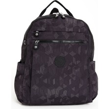 Sanmorris Unisex Suya Dayanıklı Krinkıl Kumaş Çok Gözlü Siyah Desenli Laptop Okul ve Sırt Çantası