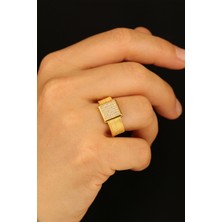   Taşlı Hasır Altın Yüzük ÇGKY0051