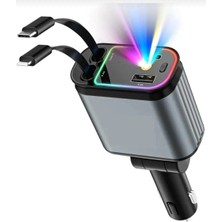 USB C Type-C Araç Şarj Aleti, 4'ü 1 Arada Hızlı Şarj Araç 66W Araç USB Çakmaklık Şarj Cihazı