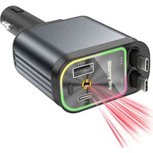 USB C Type-C Araç Şarj Aleti, 4'ü 1 Arada Hızlı Şarj Araç 66W Araç USB Çakmaklık Şarj Cihazı