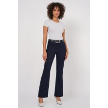 Mall Of Gkc 6538 Kemerli Ispanyol Paça Pantolon - Lacivert