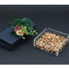 Şeffaf Akrilik Pleksi Kare Çerezlik Kase 9,5x9,5 cm 3 mm