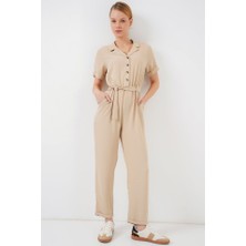 Mall Of Gkc Kısa Kol Ayrobin Tulum 7030 - Krem