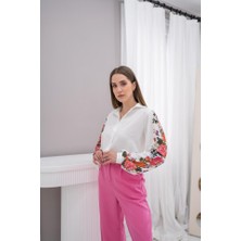 Mall Of Gkc Beyaz Kolu Çiçekli Gömlek