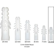Dübel, 6 mm Beyaz Dübel, 10 Adet