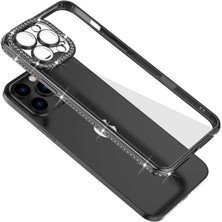 iPhone 12 Pro Kılıf Kamera Korumalı Taşlı Znth Mina Kapak-Rose Gold