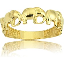 Fasek Gold Fil Bereket 925 Ayar Gümüş Yüzük-925 Ayar Taşsız Hediye Gümüş Yüzük