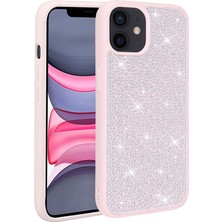 iPhone 11 Uyumlu Parlak Taşlı Tasarım Znth Ston Kapak-Pembe