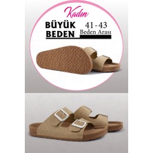 Parıltılı Altın Renk Anatomik Taban Kadın Terlik (Büyük Beden 41-43)