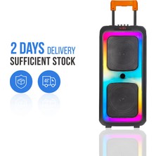 NDR-1097 | 2×8″ Woofer | Rgb LED Işık | Tekerlekli Taşınabilir Karaoke Parti Hoparlörü | Bluetooth V5.0 | Fm Radyo | Usb/sd Girişi | Tws Bağlantı