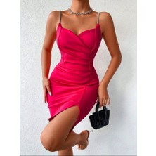 Mall Of Gkc Kadın Dalgıç Kumaş Taş Detaylı Mini Boy Elbise