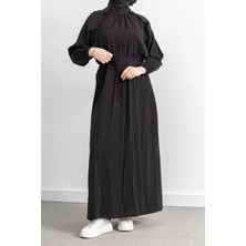 Letafet Reglan Kol Fırfır Detaylı Elbise - Siyah