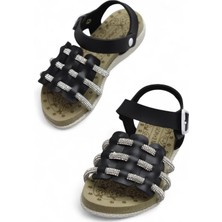 8454 Rahat Taban Kız Çocuk Sandalet Terlik Çocuk Taşlı Sandalet