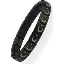 Ay Yıldız Türk Bayrağı Italyan Charm Unisex Çelik Bileklik SCB55